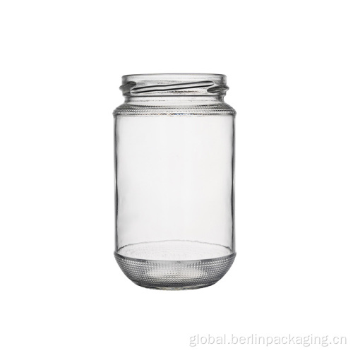 Food Jar 330ml Round Jar with Pattern NeckBase Supplier